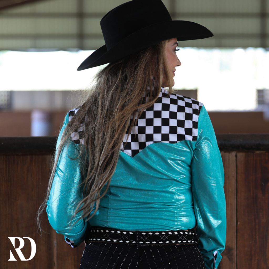 Finish Line Turquoise Sparkle Rodeo Shirt — view 2