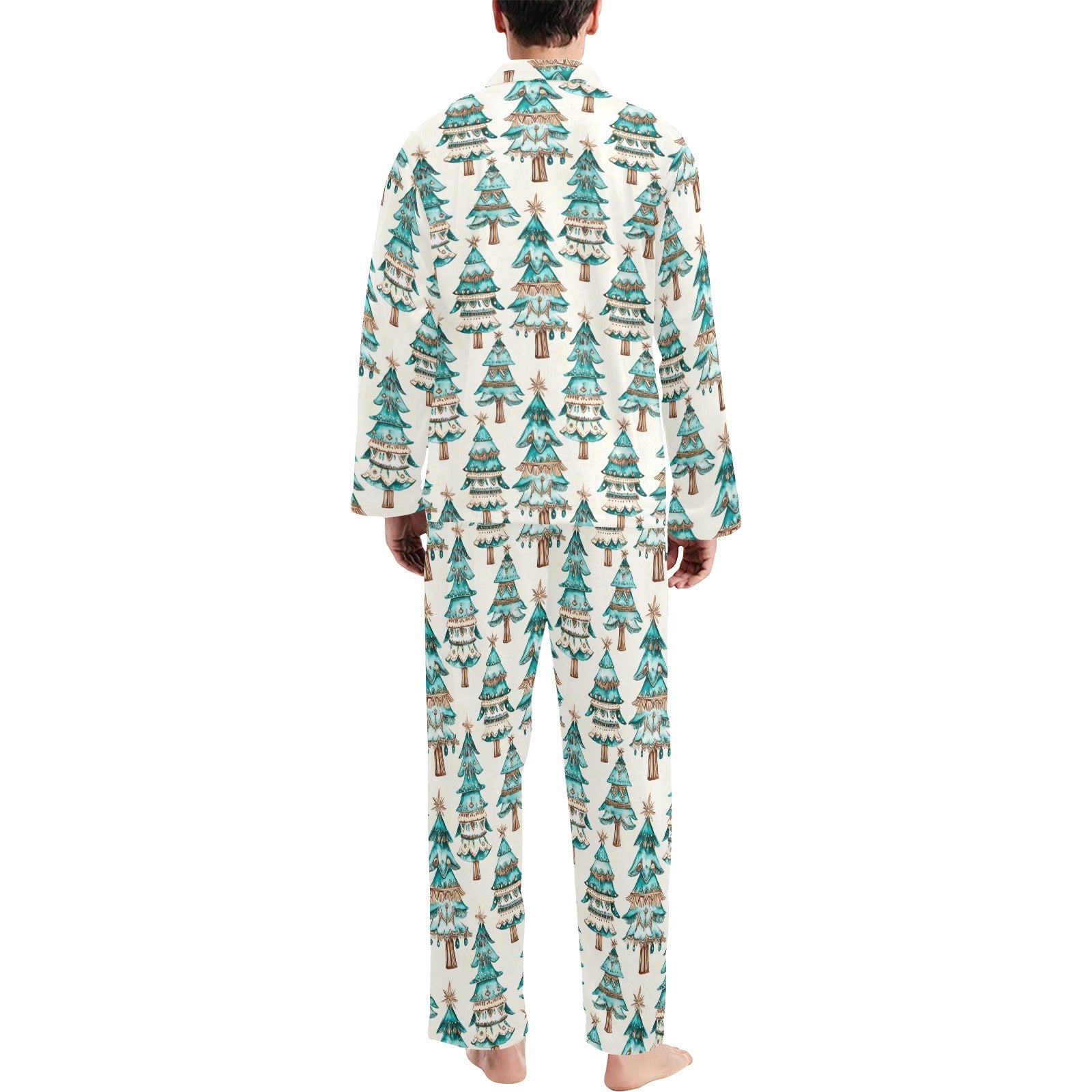 Baha Ranch Turquoise Christmas Trees Men's Western Pajamas by Baha Ranch Western Wear - product image 2