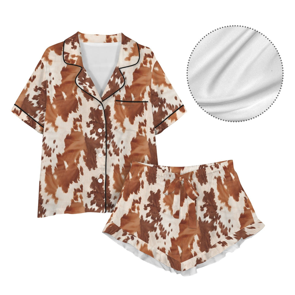 Baha Ranch Cow Hide Print Western Cowgirl Satin Pajama Set by Baha Ranch Western Wear - product image 5