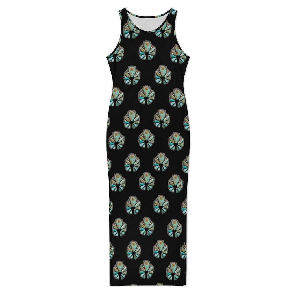 Baha Ranch Turquoise Naja Sleeveless Bodycon Side Slit Maxi Dress by Baha Ranch Western Wear - product image 5