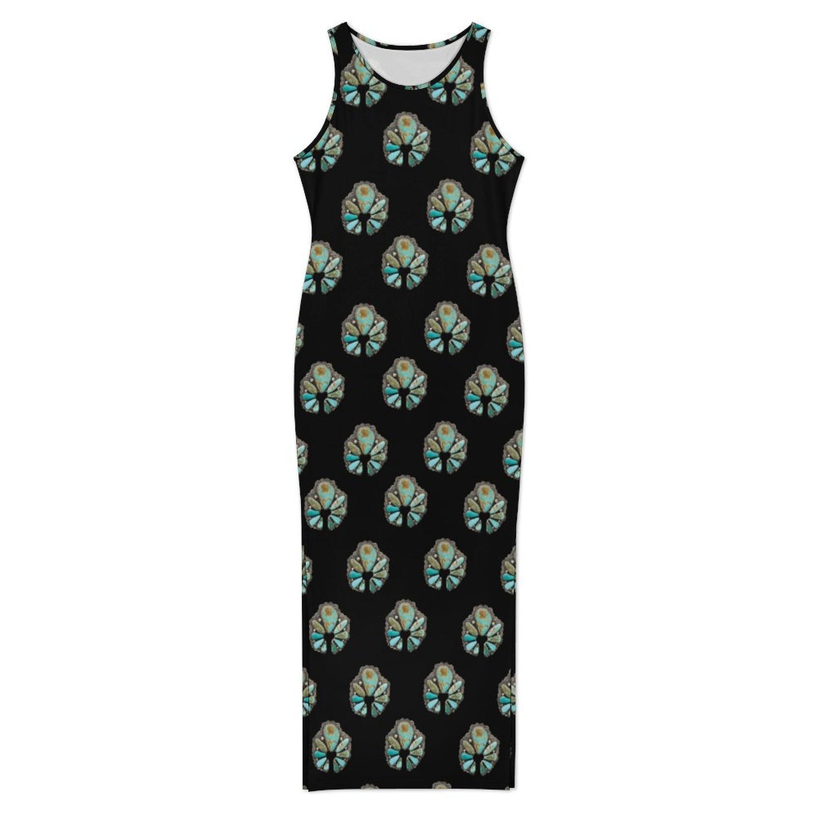 Baha Ranch Turquoise Naja Sleeveless Bodycon Side Slit Maxi Dress by Baha Ranch Western Wear - product image 5