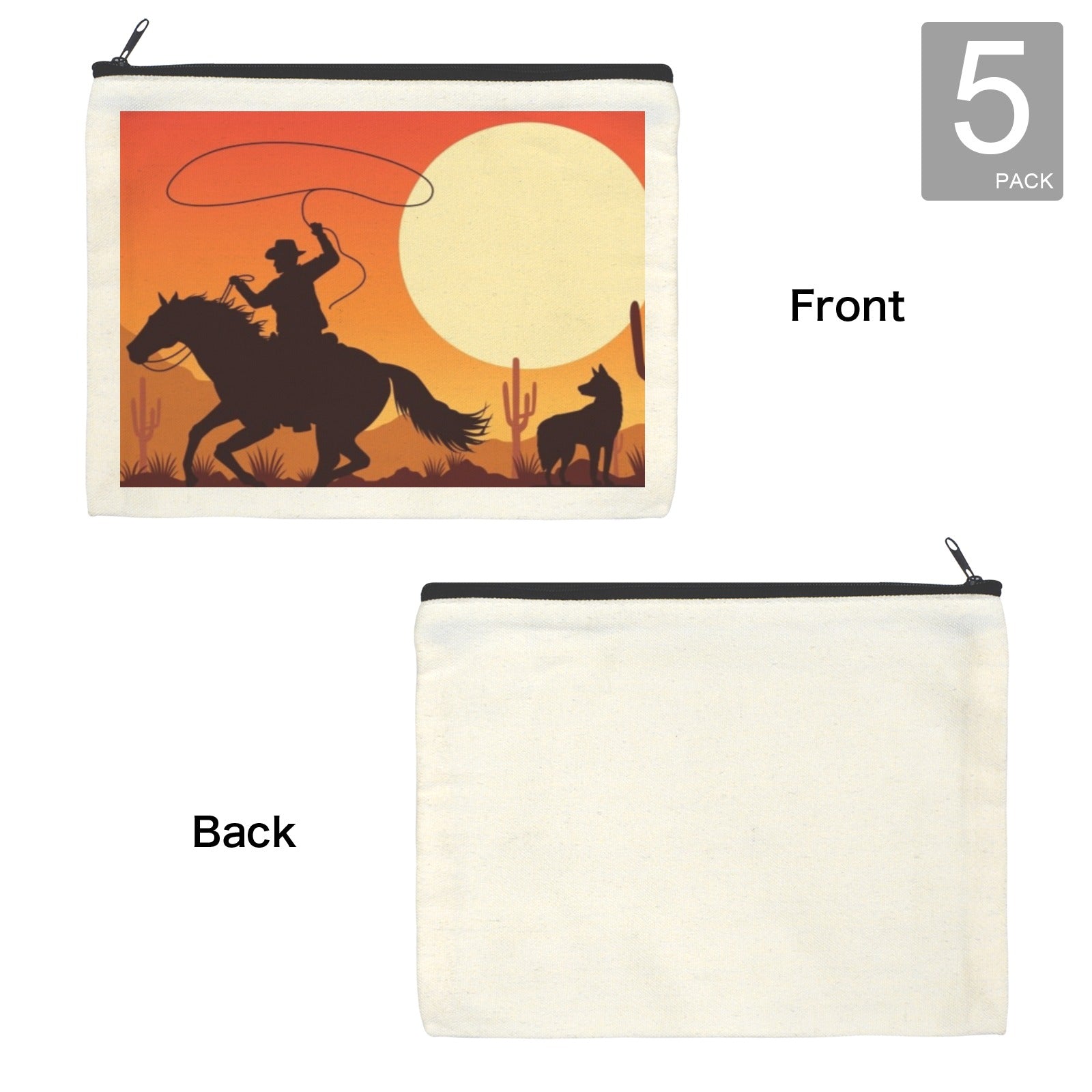 Baha Ranch Cowboy Sunset Cosmetic Bag Pack of 5 Made in America by Baha Ranch Western Wear - product image 4