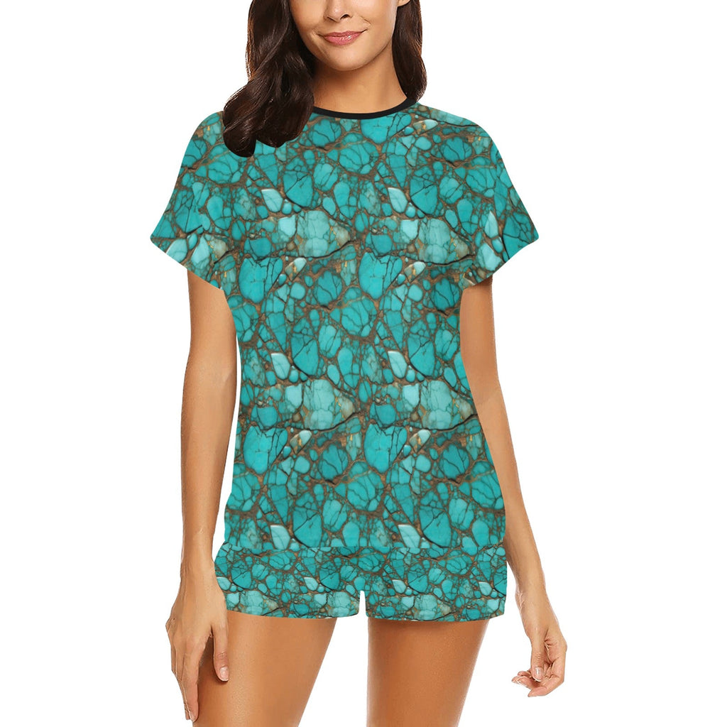 Baha Ranch All Turquoise Women's Top and Shorts Pajama Set by Baha Ranch Western Wear