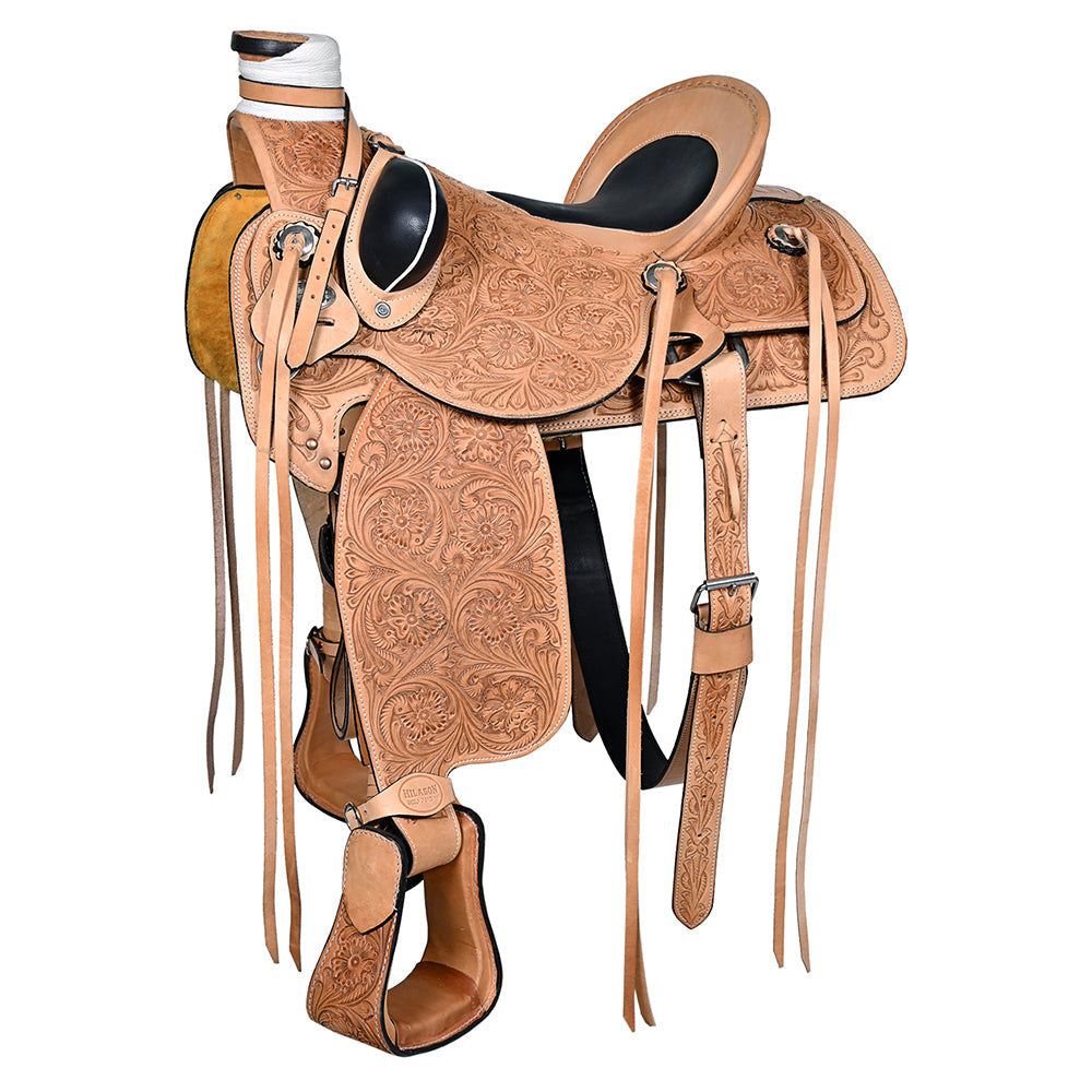 HILASON Western Horse Wade Saddle American Leather Ranch Roping Tan | Hand Tooled & For Horses