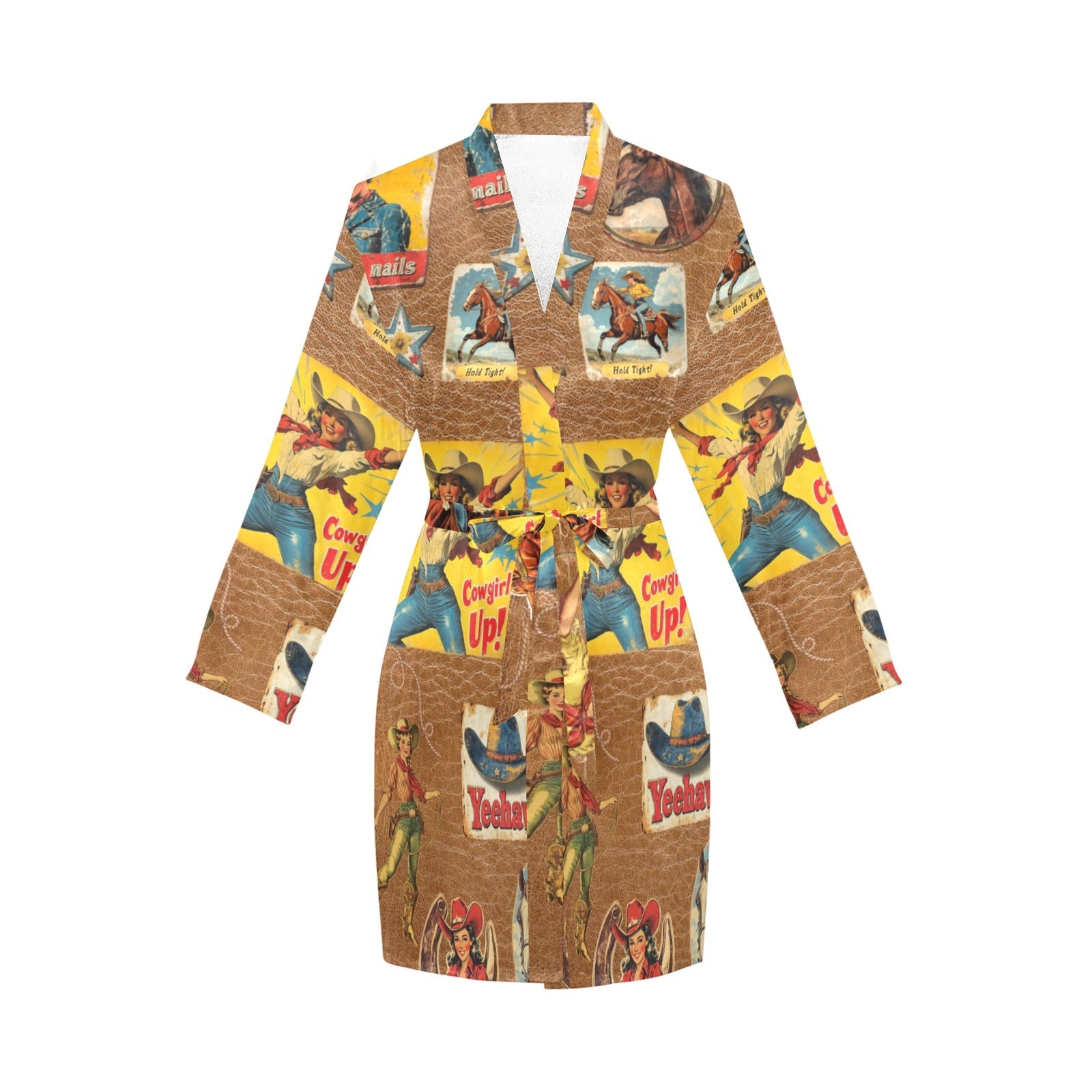 Baha Ranch Vintage Cowgirl Collage Satin Robe by Baha Ranch Western Wear - product image 3