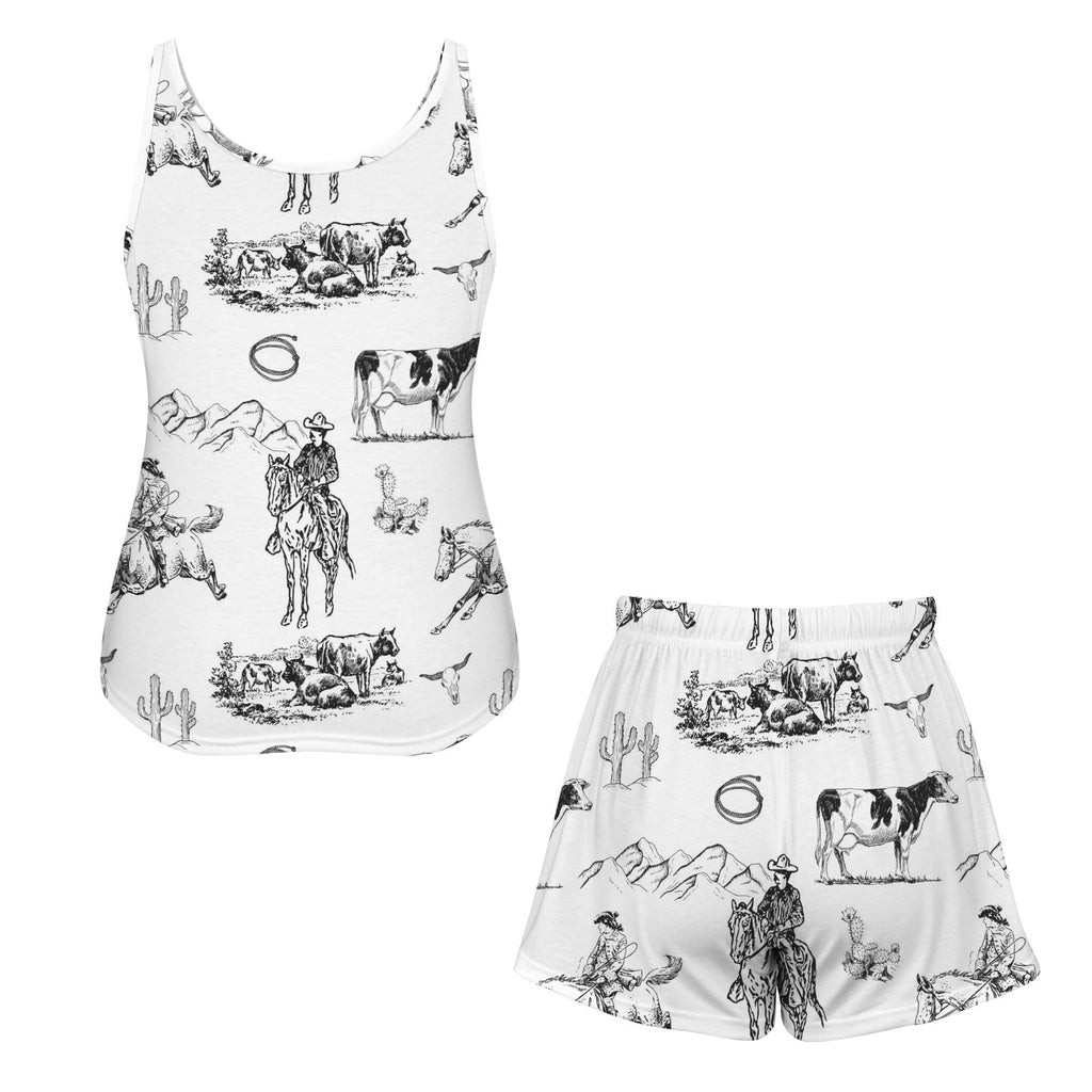 Baha Ranch Ranch Life White Pajama Lounge Tank Shorts Set Made in America by Baha Ranch Western Wear - product image 6