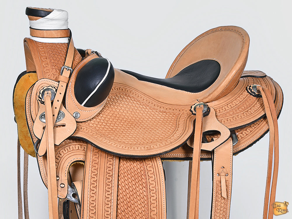 HILASON Western Horse Saddle American Leather Wade Ranch Roping Tan | Hand Tooled & For Horses