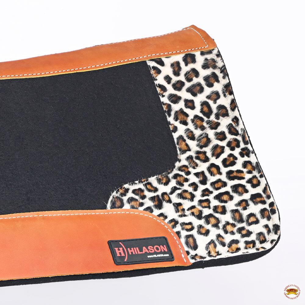 Hilason Western Wool Felt Horse Saddle Pad With Cheetah Print Leather