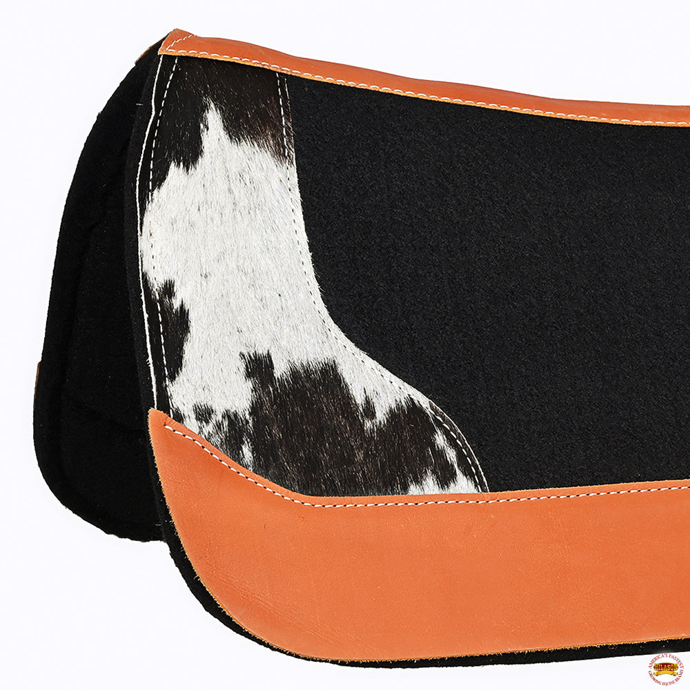 Hilason Western Wool Felt Horse Saddle Pad Cowhide Hair On Leather