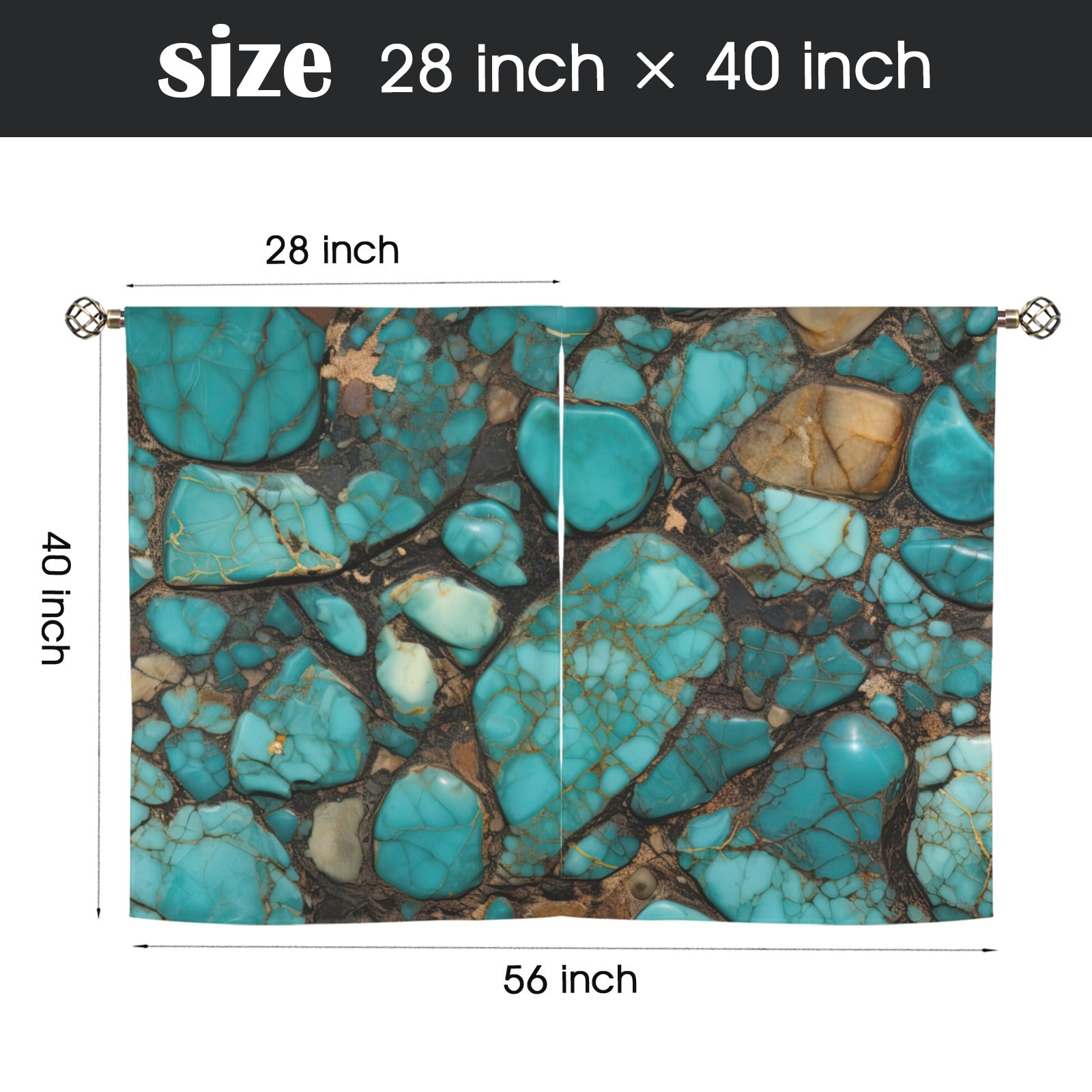 Baha Ranch Turquoise Window Curtains 28"x40" (2-Piece) Made in America by Baha Ranch Western Wear - product image 3