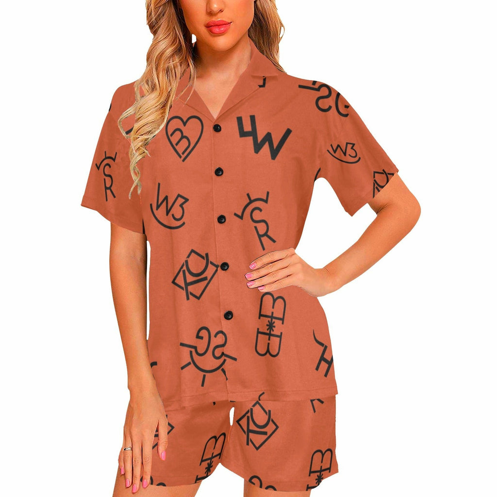 Baha Ranch Brown Cattle Brands Short Pajama Set by Baha Ranch Western Wear