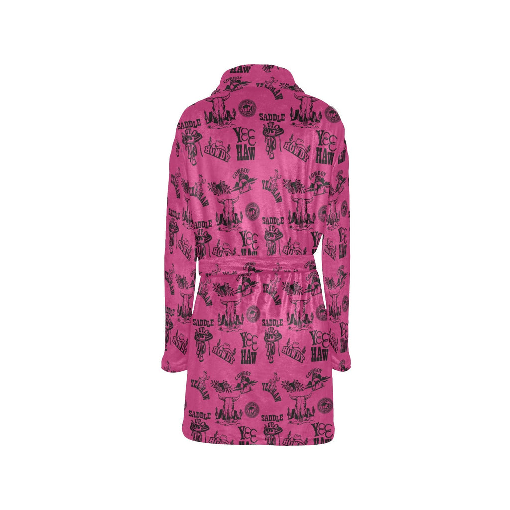 Baha Ranch Pink Cowboy Print Western Bath Robe by Baha Ranch Western Wear - product image 4