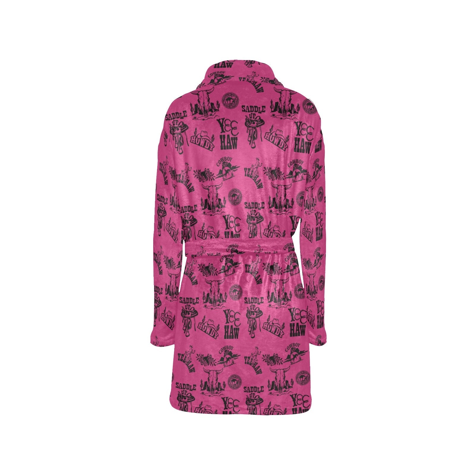Baha Ranch Pink Cowboy Print Western Bath Robe by Baha Ranch Western Wear - product image 4