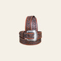 44" Roper Mens Tan Hand Tooled Floral Design Belt With Silver Buckle