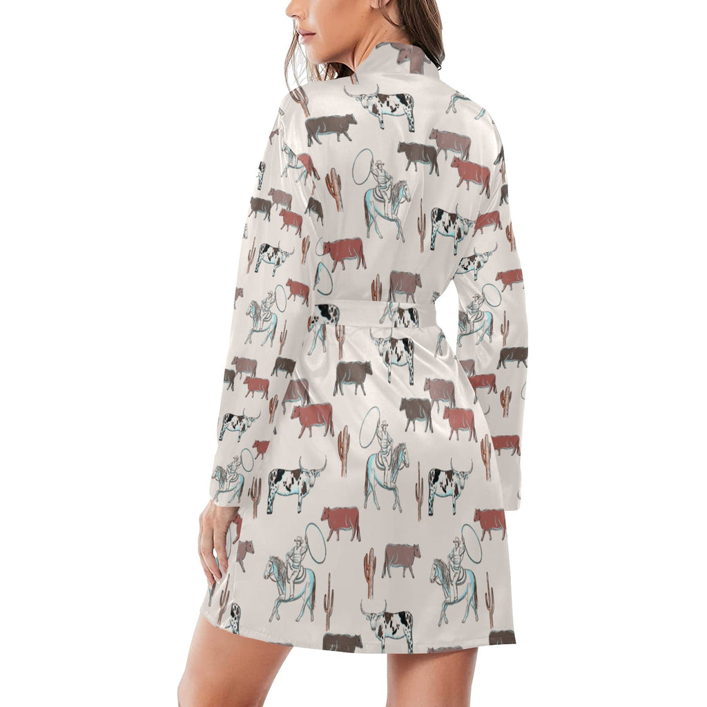 Baha Ranch Cattle Drive Women's Belted Satin Feel Dressing Lounge Robe by Baha Ranch Western Wear - product image 2