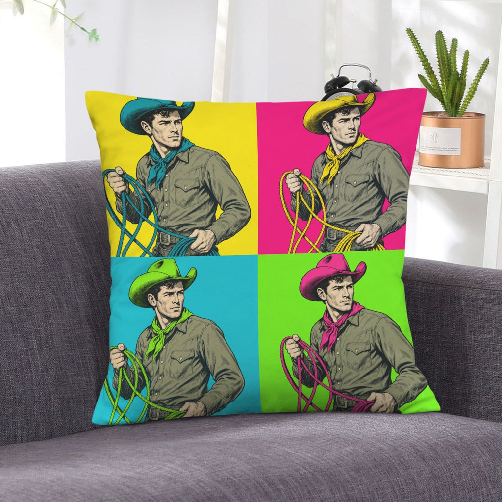 Baha Ranch The Last Roundup Calf Roper Velvety SOft Throw Pillow Cover Made in America by Baha Ranch Western Wear -...