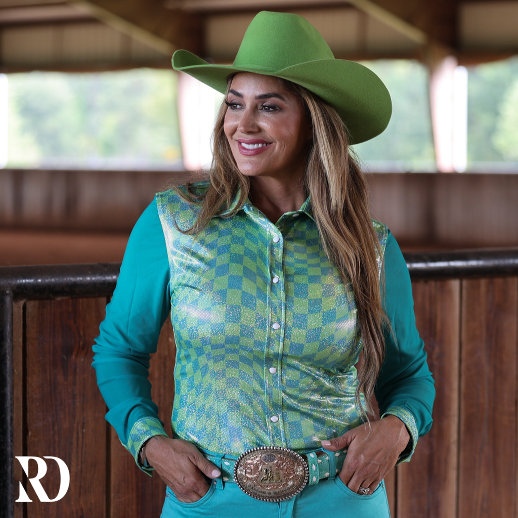 Wavy Mesh Sleeve Performance Rodeo Shirt