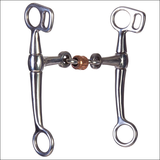 Hilason Stainless Steel Tom Thumb Copper Roller Horse Gag Bit, 5" x 6" Cheek