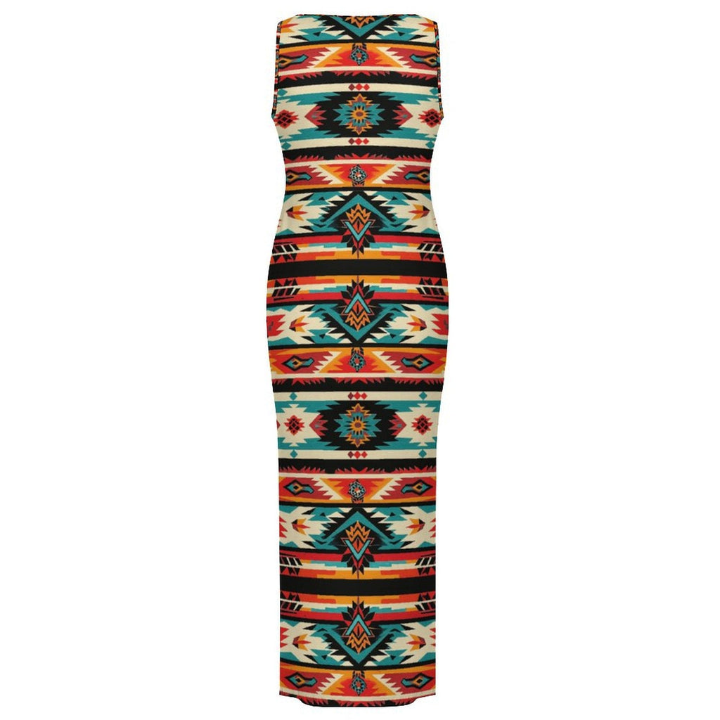 Baha Ranch Santa Fe Sleeveless Bodycon Side Slit Western Maxi Long Dress by Baha Ranch Western Wear - product image 4