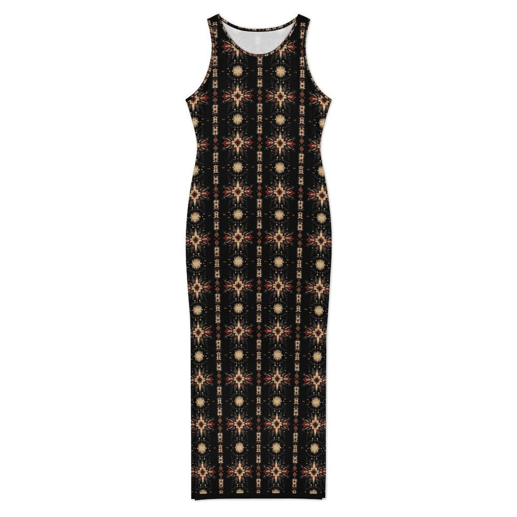 Baha Ranch Black and Tan Aztec Sleeveless Bodycon Side Slit Maxi Dress by Baha Ranch Western Wear - product image 2