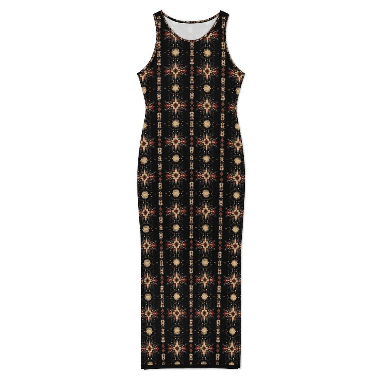 Baha Ranch Black and Tan Aztec Sleeveless Bodycon Side Slit Maxi Dress by Baha Ranch Western Wear - product image 2