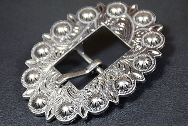 Western Screw Back Concho Stainless Steel Ed Leather Belt Floral Buckle