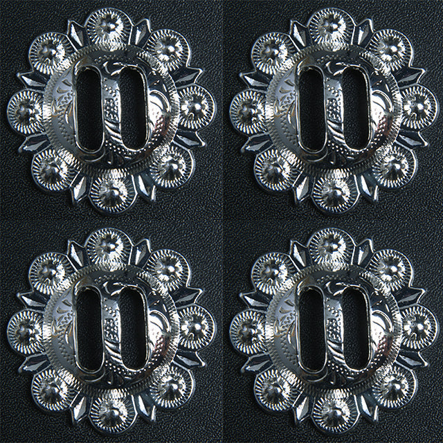 Western Screw Back Concho 1.5 In Slotted Bright Silver Saddle Cowgirl
