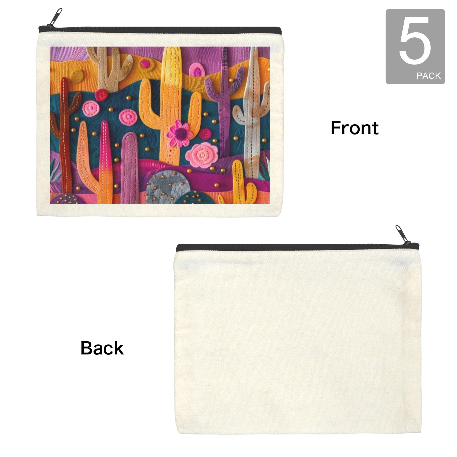 Baha Ranch Printed Cactus Cosmetic Bag Pack of 5 Made in America by Baha Ranch Western Wear - product image 4