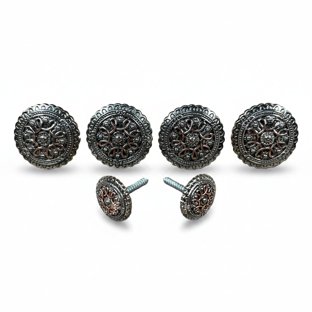 Antique Silver Flower and Loops Saddle Set SSW235 — view 2