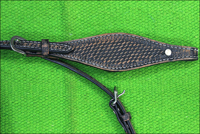 HILASON Western Horse Headstall Breast Collar Set Tack Genuine American Leather Basket Weave Rough Out Black