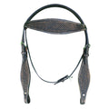HILASON Western Horse Headstall Breast Collar Set Tack Genuine American Leather Basket Weave Rough Out Black