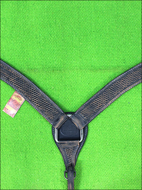 HILASON Western Horse Headstall Breast Collar Set Tack Genuine American Leather Basket Weave Rough Out Black