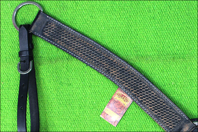 HILASON Western Horse Headstall Breast Collar Set Tack Genuine American Leather Basket Weave Rough Out Black