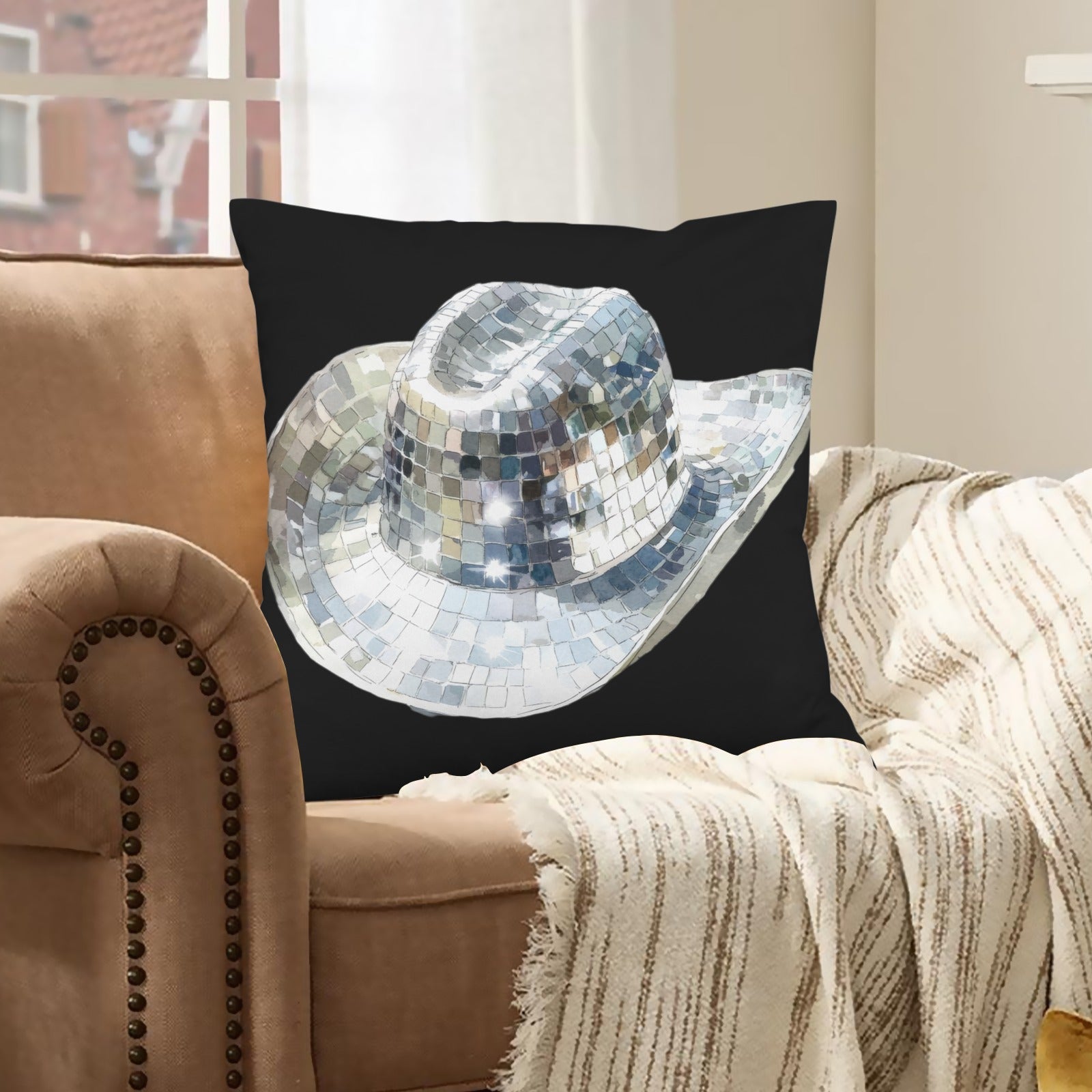 Baha Ranch Disco Hat Velvety Soft Pillow Cover Made in America by Baha Ranch Western Wear - product image 3