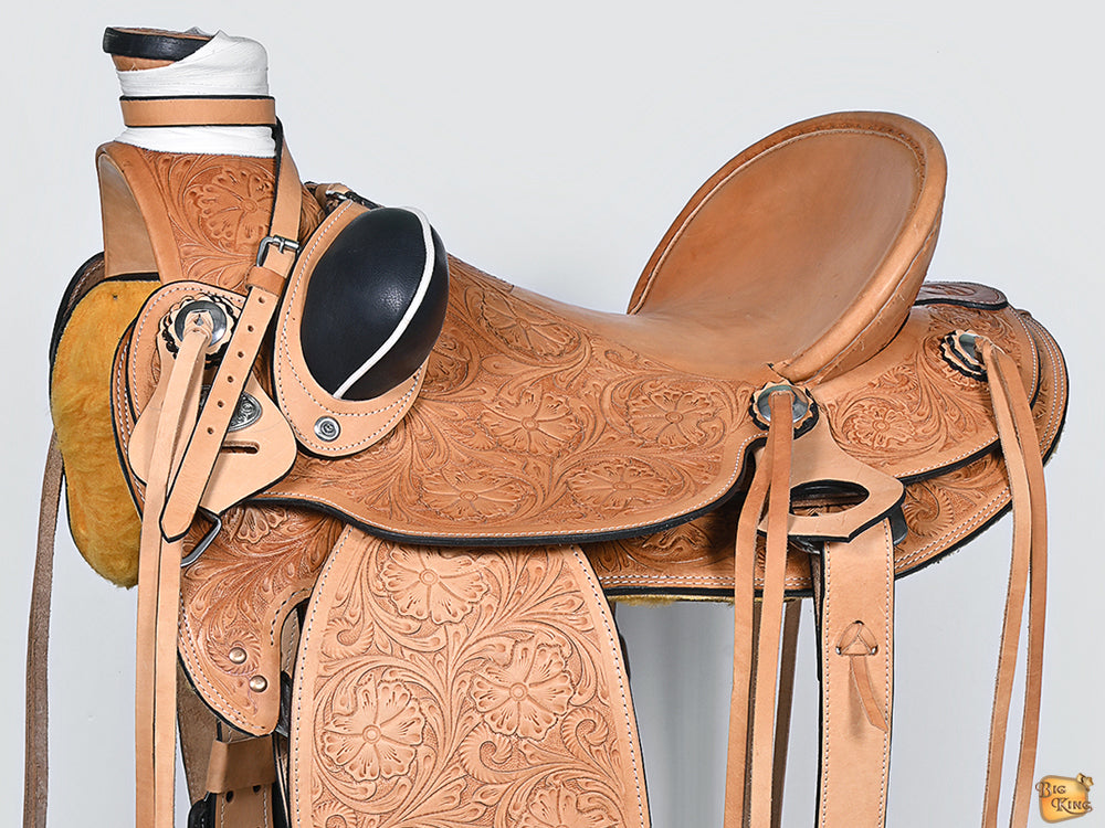 Hilason Western Horse Wade Saddle American Leather Ranch Roping Tan