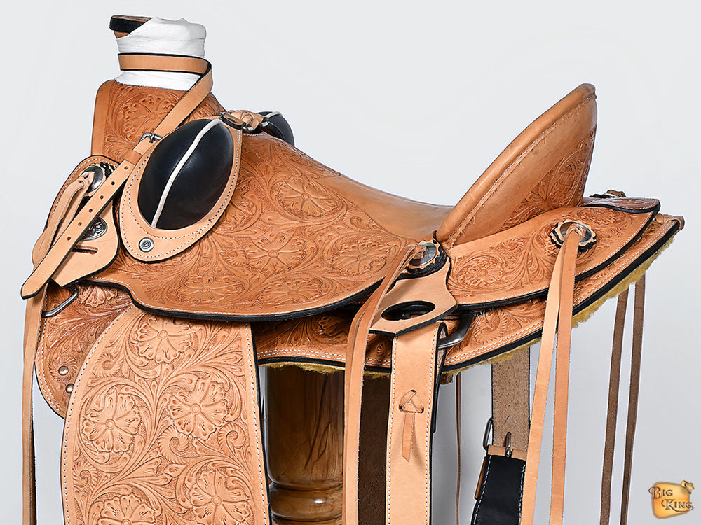 Hilason Western Horse Wade Saddle American Leather Ranch Roping Tan