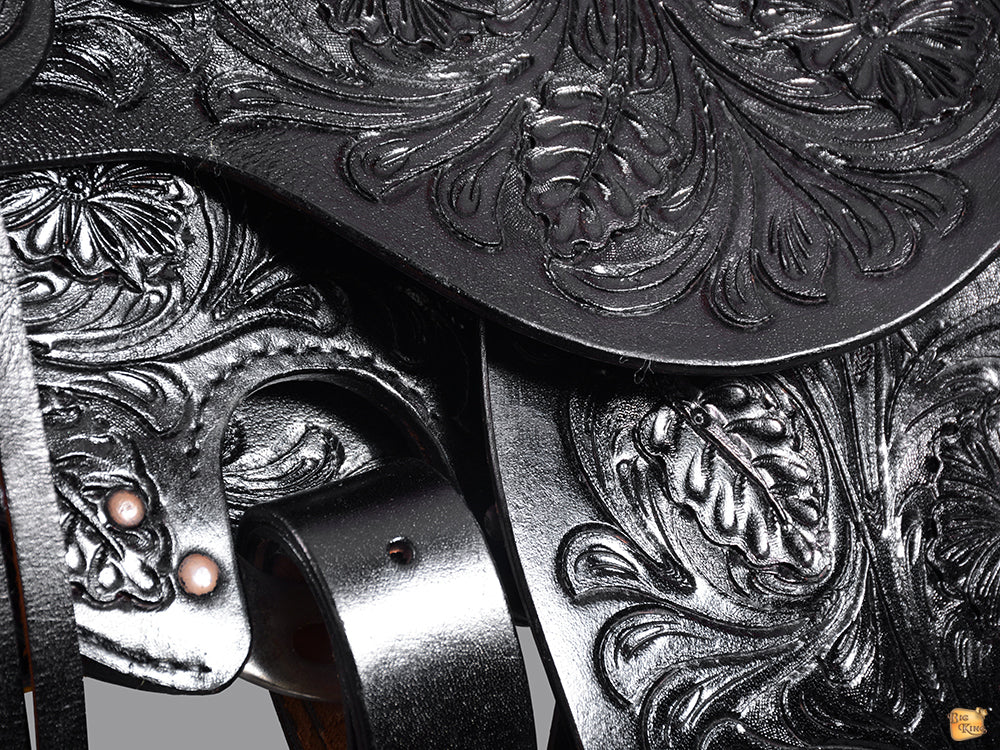 HILASON Western Horse Wade Saddle American Leather Ranch Roping Black | Hand Tooled & For Horses