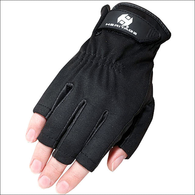 Heritage Tech-Lite 3/4-Finger Riding Gloves — Black