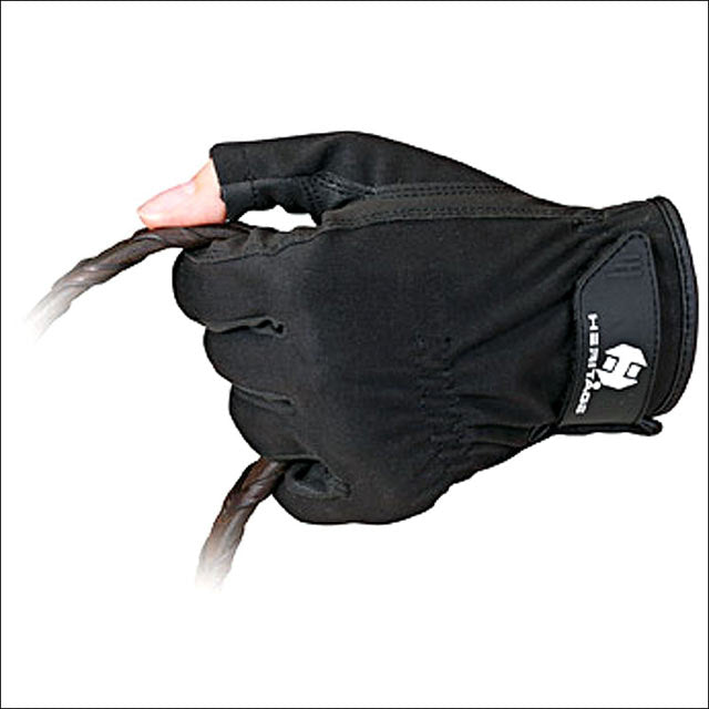 Heritage Tech-Lite 3/4-Finger Riding Gloves — Black