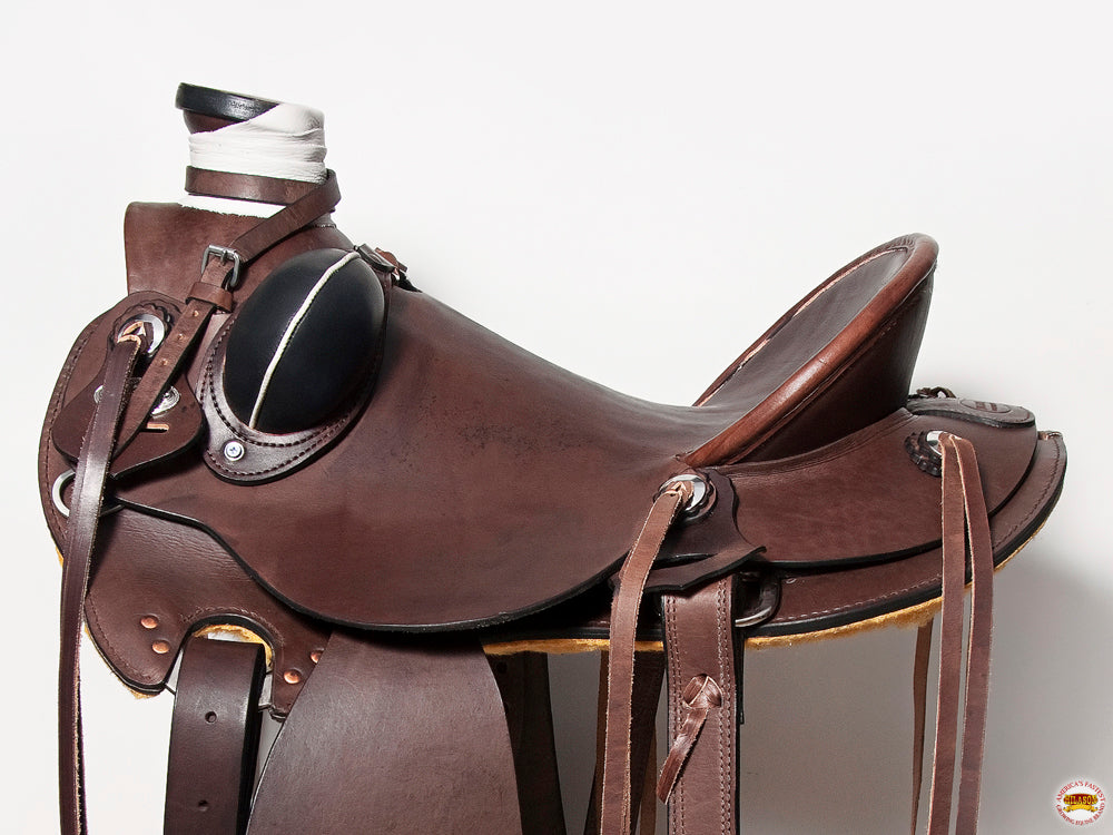 HILASON Western Horse Wade Saddle American Leather Ranch Roping Dark Brown | Hand Tooled & For Horses