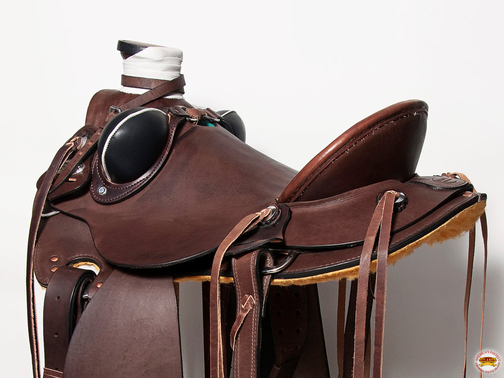HILASON Western Horse Wade Saddle American Leather Ranch Roping Dark Brown | Hand Tooled & For Horses