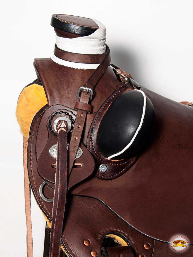 HILASON Western Horse Wade Saddle American Leather Ranch Roping Dark Brown | Hand Tooled & For Horses