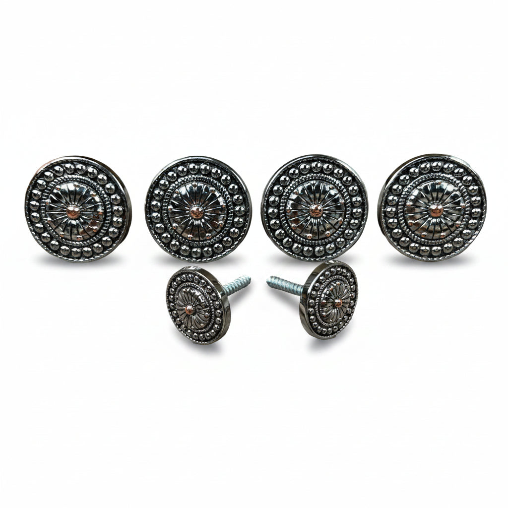 Antique Silver Flower and Dots Saddle Set SSW230 — view 2