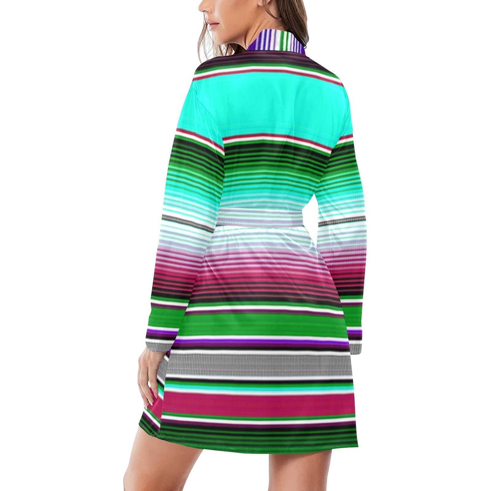 Baha Ranch Turquoise Serape Women's Belted Satin Feel Dressing Lounge Robe by Baha Ranch Western Wear - product image 2