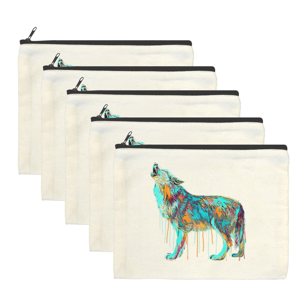 Baha Ranch Watercolor Wolf Cosmetic Bag Pack of 5 Made in America by Baha Ranch Western Wear - product image 2