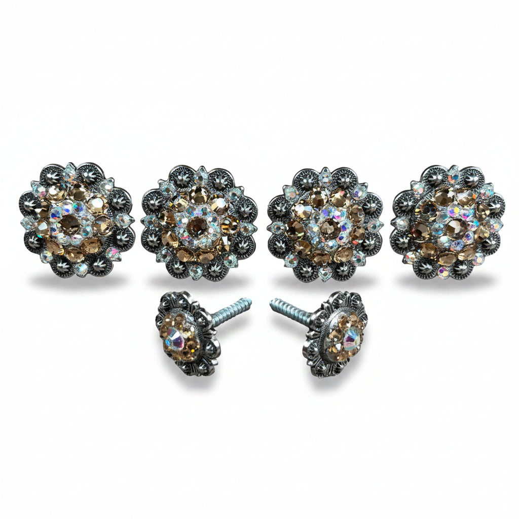 Antique Silver Champagne & AB Saddle Conchos — view 2