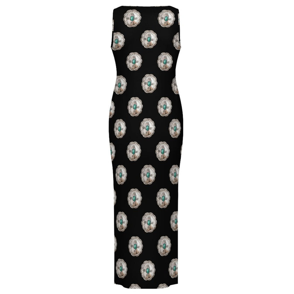 Baha Ranch Silver Concho Slit Maxi Dress by Baha Ranch Western Wear - product image 4