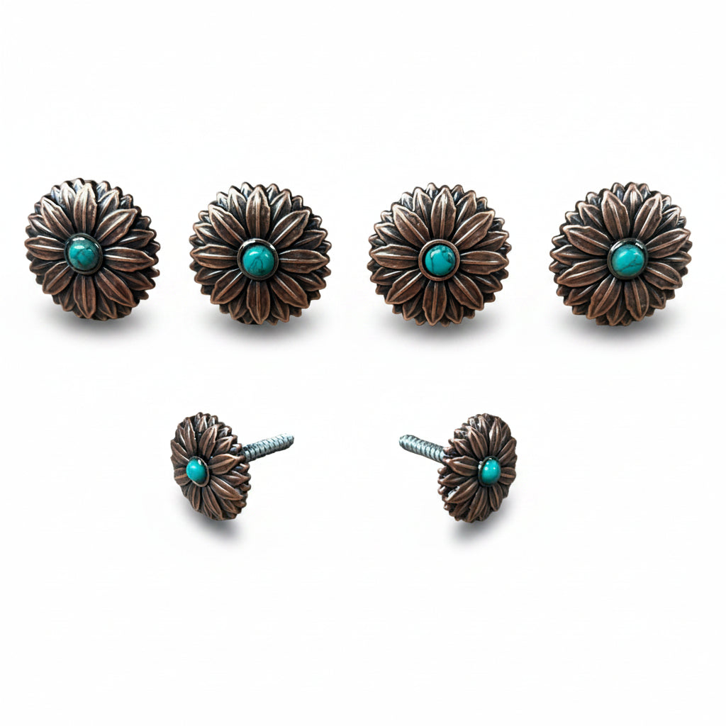 Copper Daisy Turquoise Saddle Set SSW132 — view 2