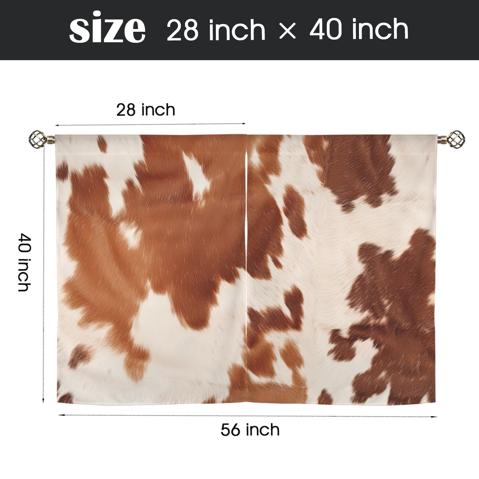 Baha Ranch Cowhide Print Window Curtains 28"x40" (2-Piece) Made in America by Baha Ranch Western Wear - product image 3