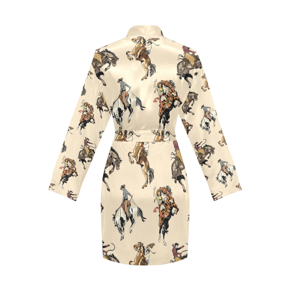 Baha Ranch Vintage Cowgirl Women's Long Sleeve Belted Satin Feel Dressing Lounge Robe by Baha Ranch Western Wear -...